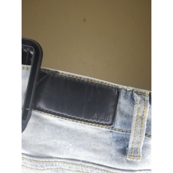 AMIRI - Thrasher Skinny-Fit Appliquéd Distressed Denim Jeans - Blue Size 34/32 - Picture 4 of 5